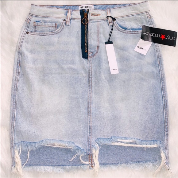 NEW WILLIAM RAST Distressed Denim High-Waist Skirt - Picture 5 of 8